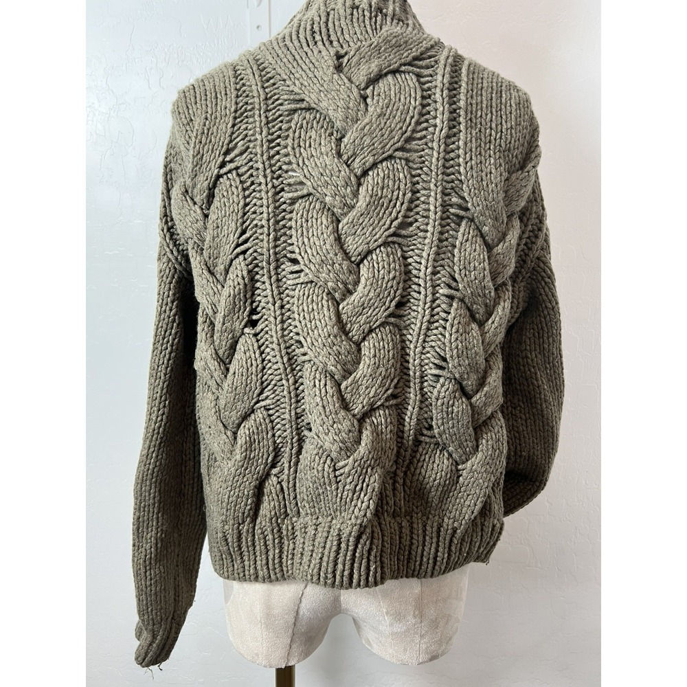 Polo Ralph Lauren Wool Cashmere Chunky Cable Knit Sweater Taupe Brown Mens M - Picture 10 of 12